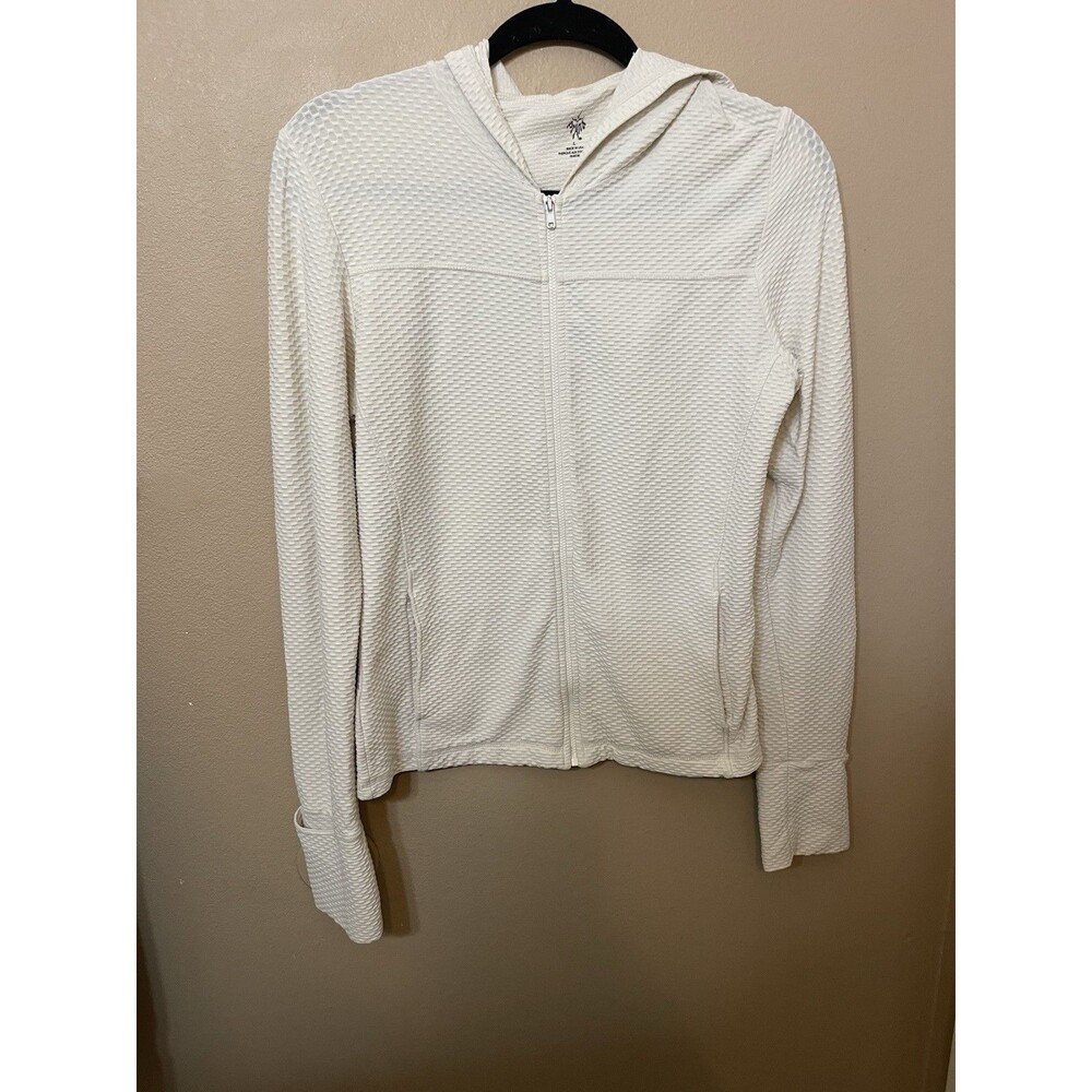 Prana Women’s L White Hoodie Pullover Lightweight Sweatshirt Kangaroo Pocket